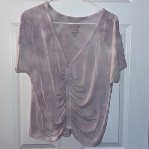 American Eagle Synched purple and white tie dye shirt